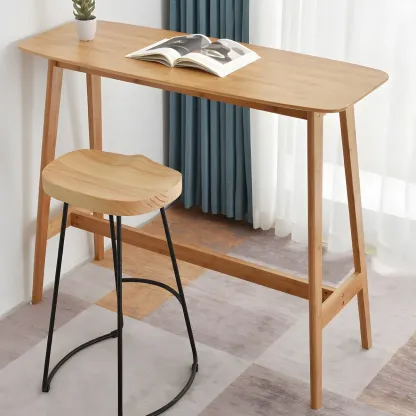 Modern Home Natural Bamboo Trestle Bar Table Image - 5