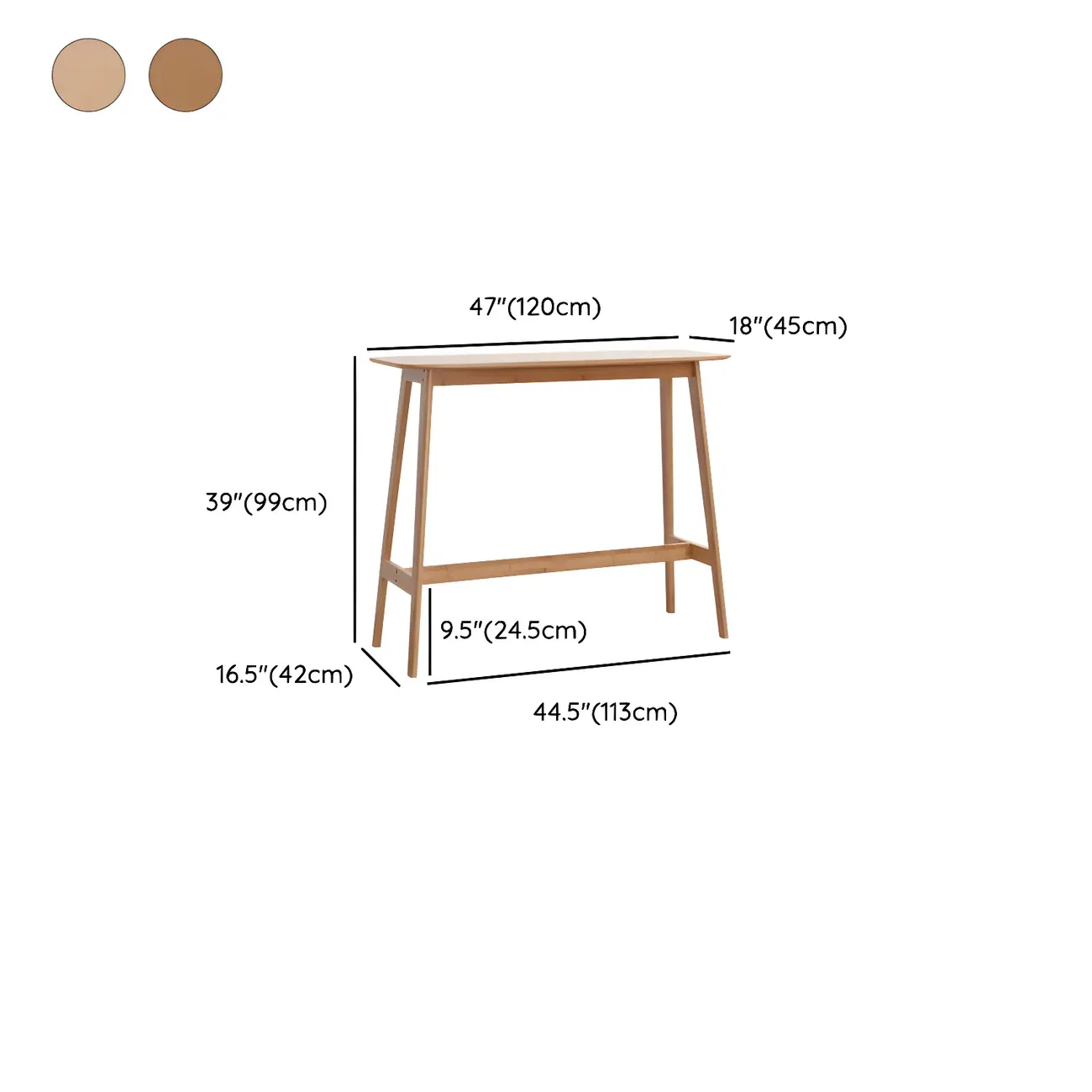 Modern Home Natural Bamboo Trestle Bar Table #size