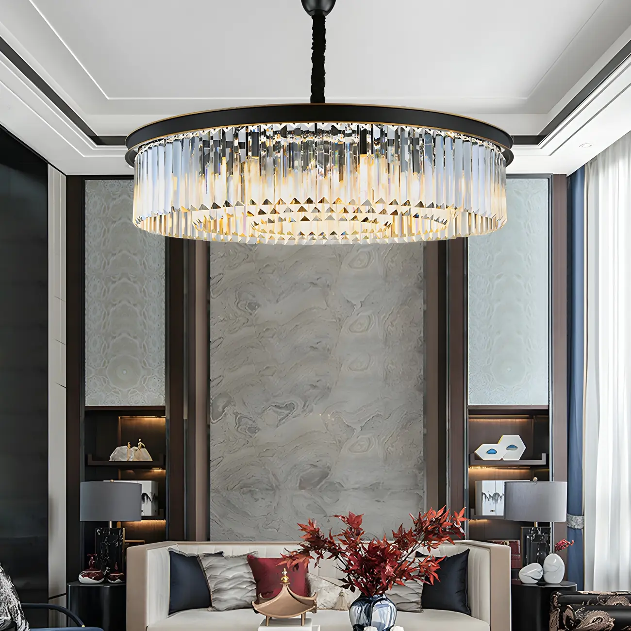 Luxury Crystal Round Modern Chandelier for Living Room Image - 2 | homeyfad