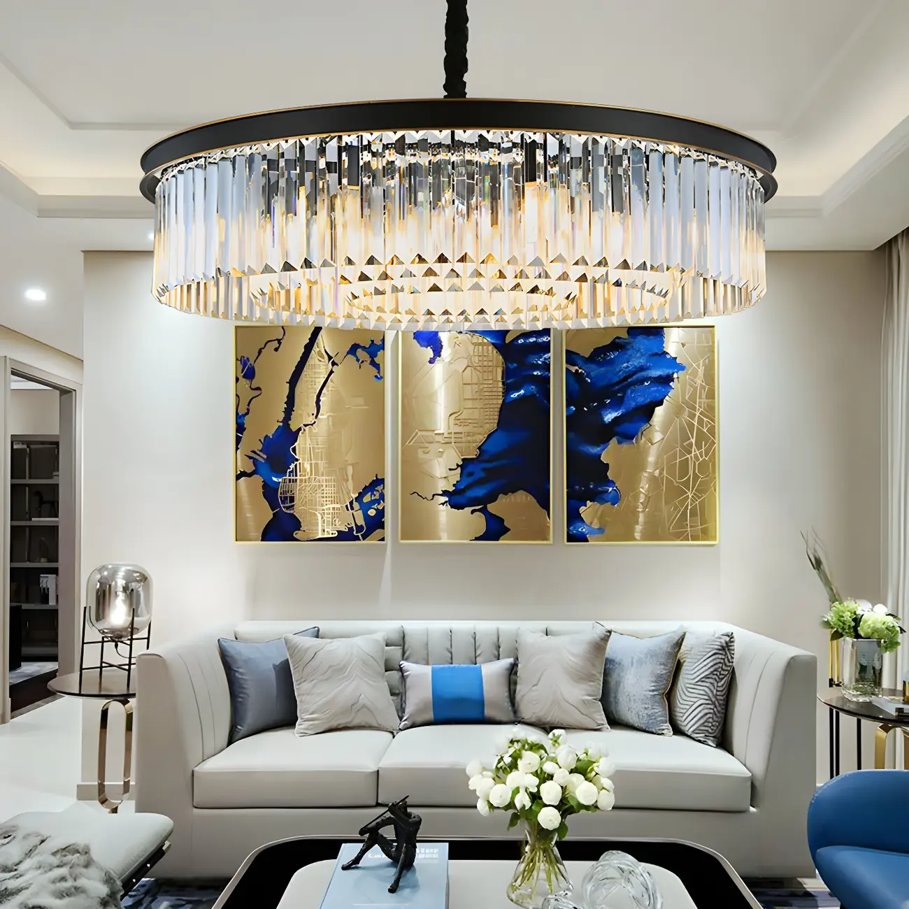 Luxury Crystal Round Modern Chandelier for Living Room Image - 4 | homeyfad