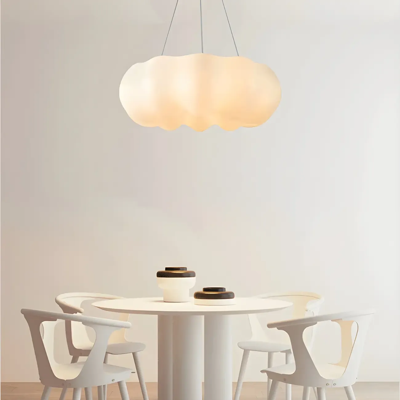 White Cloud Shape Glass Modern Minimalist Chandelier Image - 2