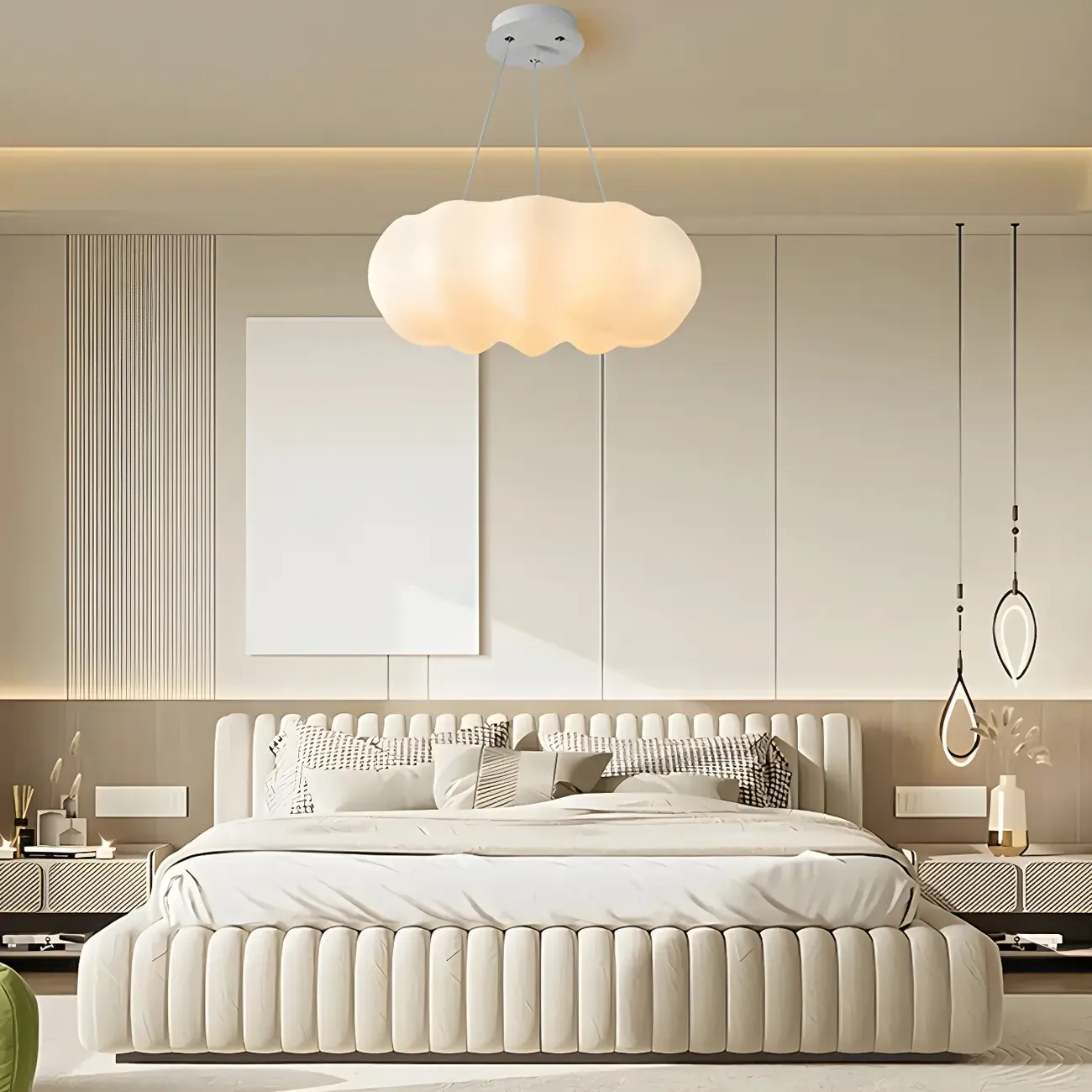 White Cloud Shape Glass Modern Minimalist Chandelier Image - 4