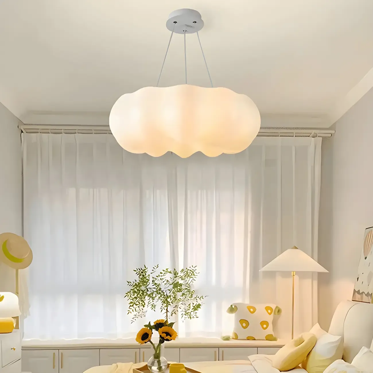 White Cloud Shape Glass Modern Minimalist Chandelier Image - 3