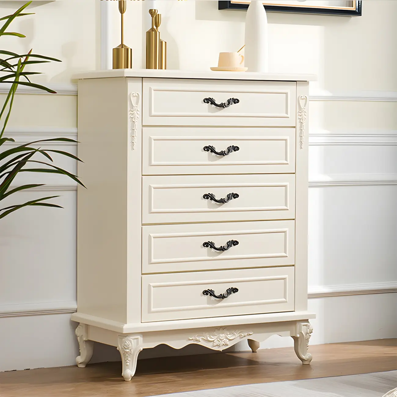 Vintage Wooden Beige Double Dresser with Shelves Image - 2 | homeyfad