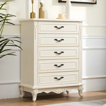 Vintage Wooden Beige Double Dresser with Shelves Image - 2