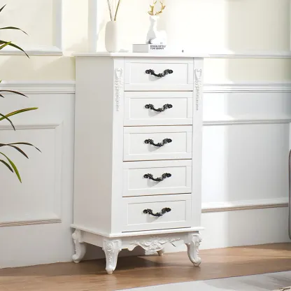 Vintage Wooden Beige Double Dresser with Shelves Image - 4