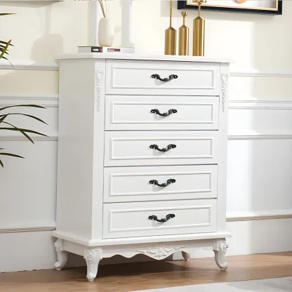 Vintage Wooden Beige Double Dresser with Shelves Image - 5