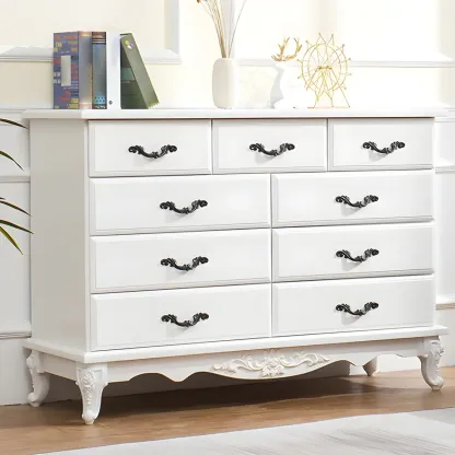 Vintage Wooden Beige Double Dresser with Shelves Image - 6