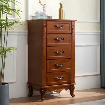 Vintage Wooden Beige Double Dresser with Shelves Image - 3