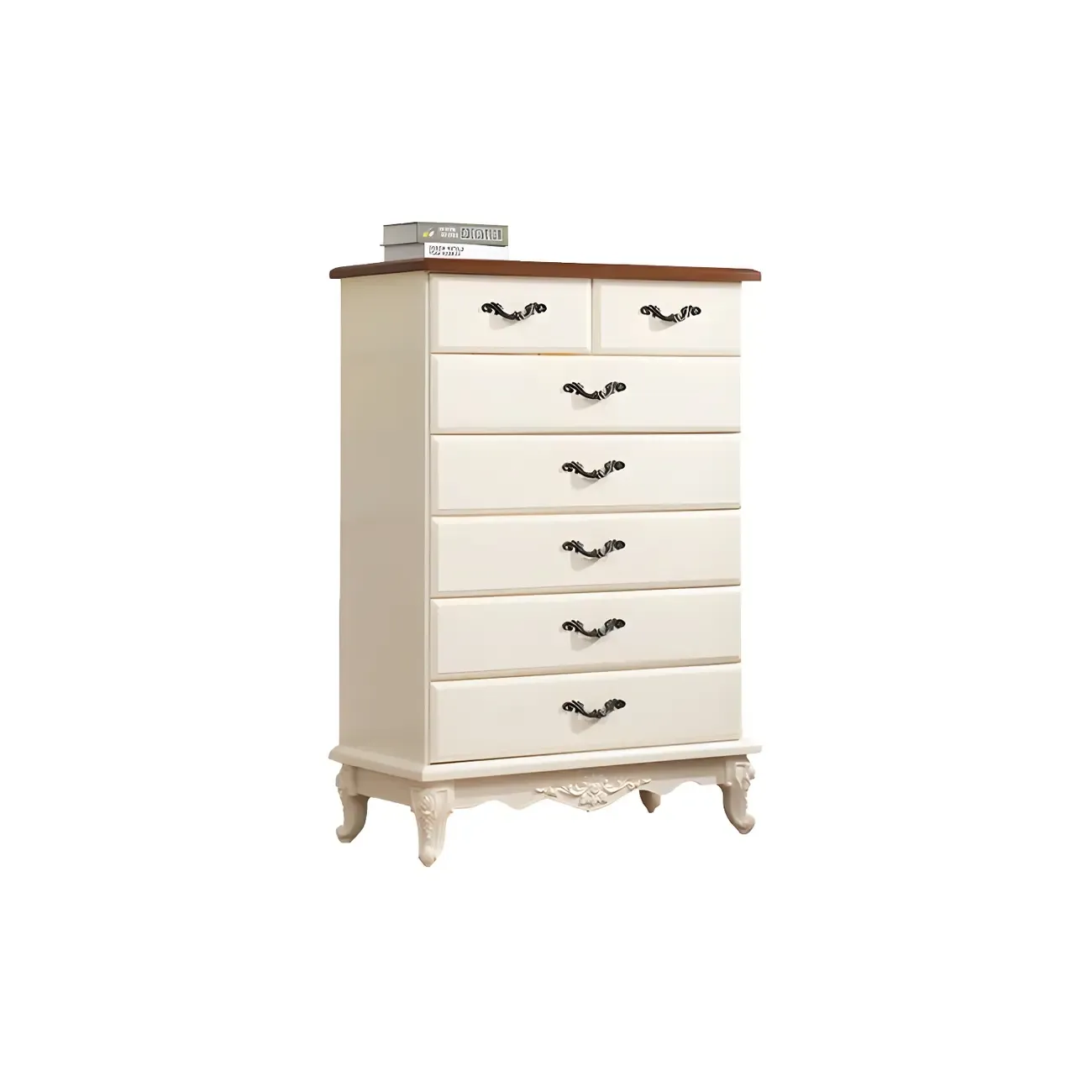Vintage Wooden Beige Double Dresser with Shelves Image - 10