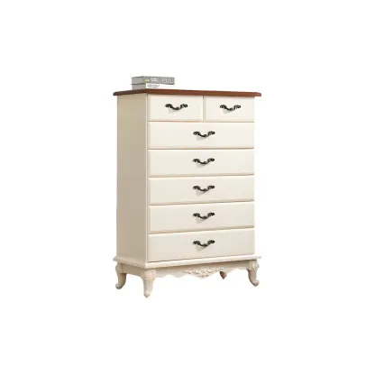 Vintage Wooden Beige Double Dresser with Shelves Image - 10