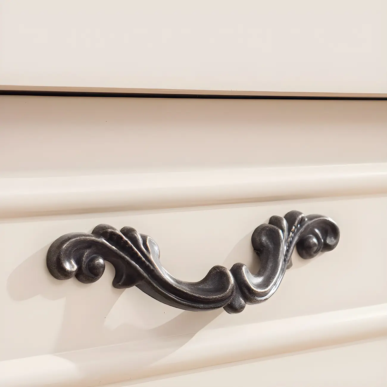 Vintage Wooden Beige Double Dresser with Shelves Image - 12 | homeyfad