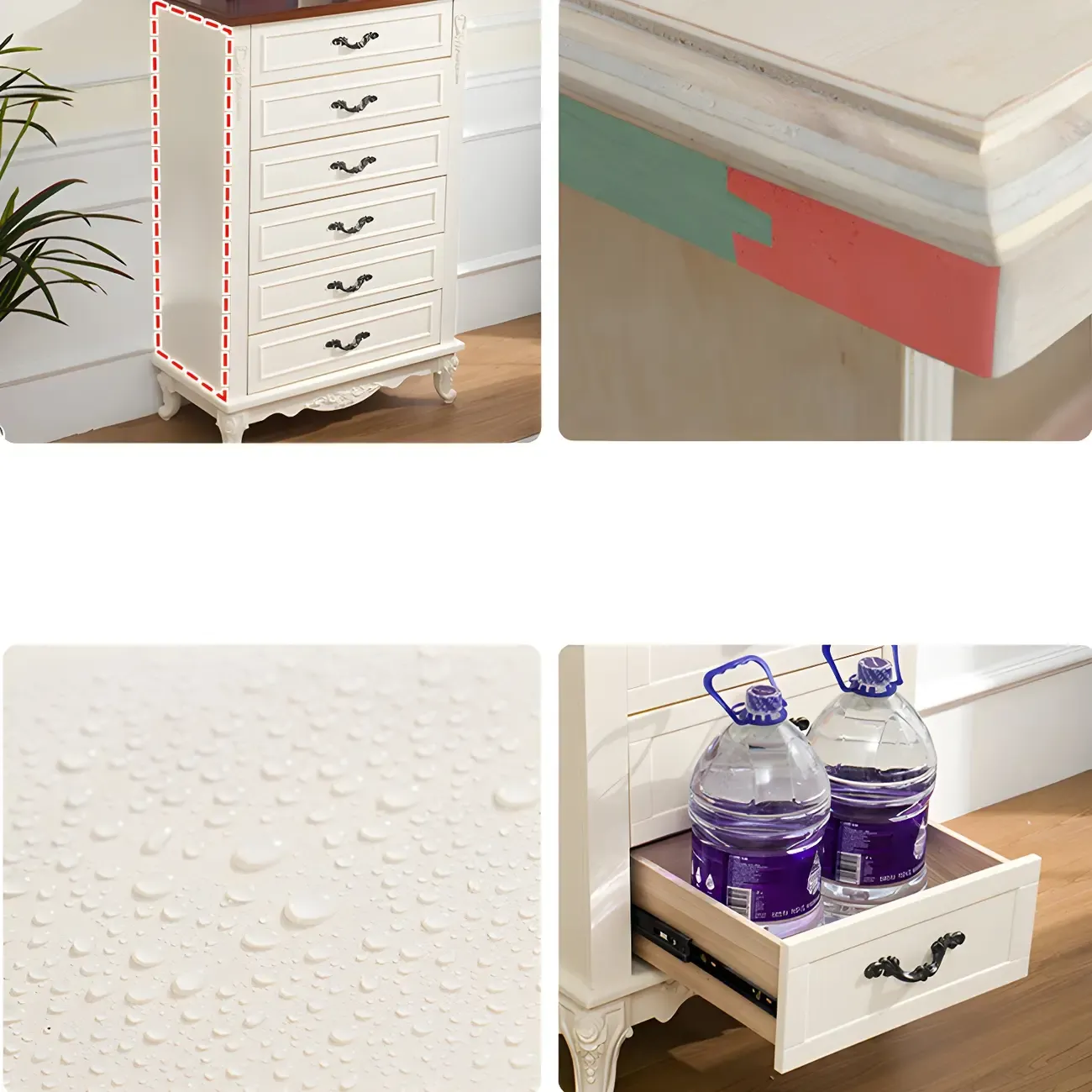Vintage Wooden Beige Double Dresser with Shelves Image - 17