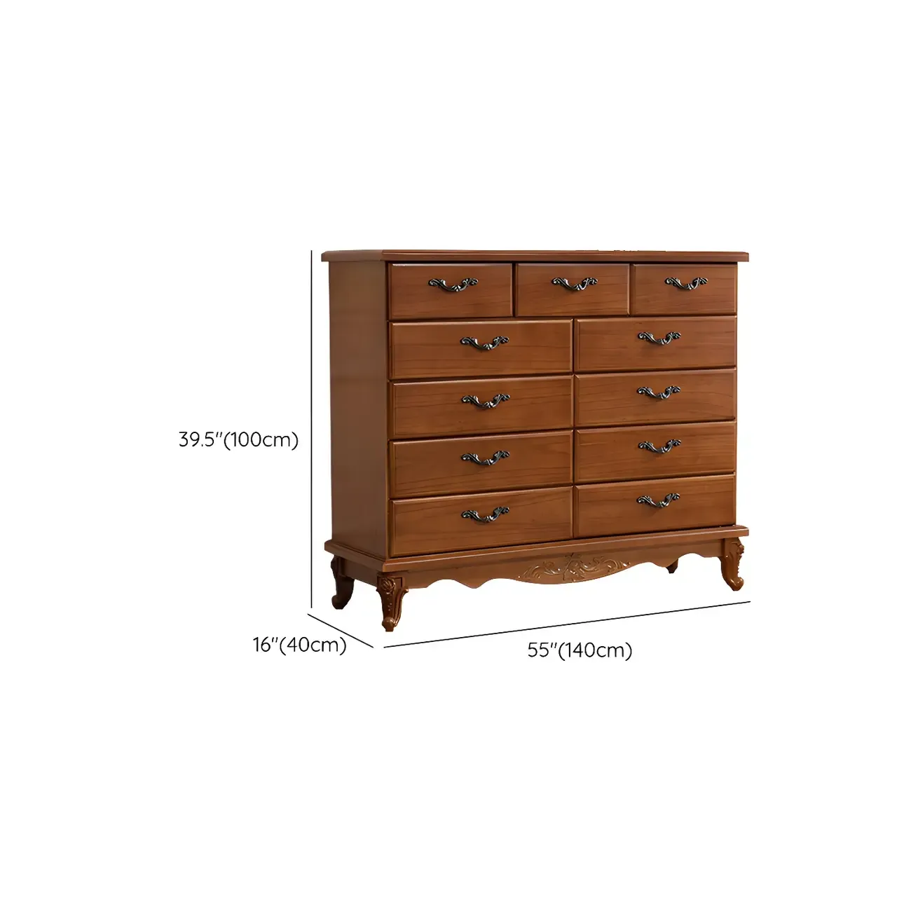 Vintage Wooden Beige Double Dresser with Shelves Image - 29