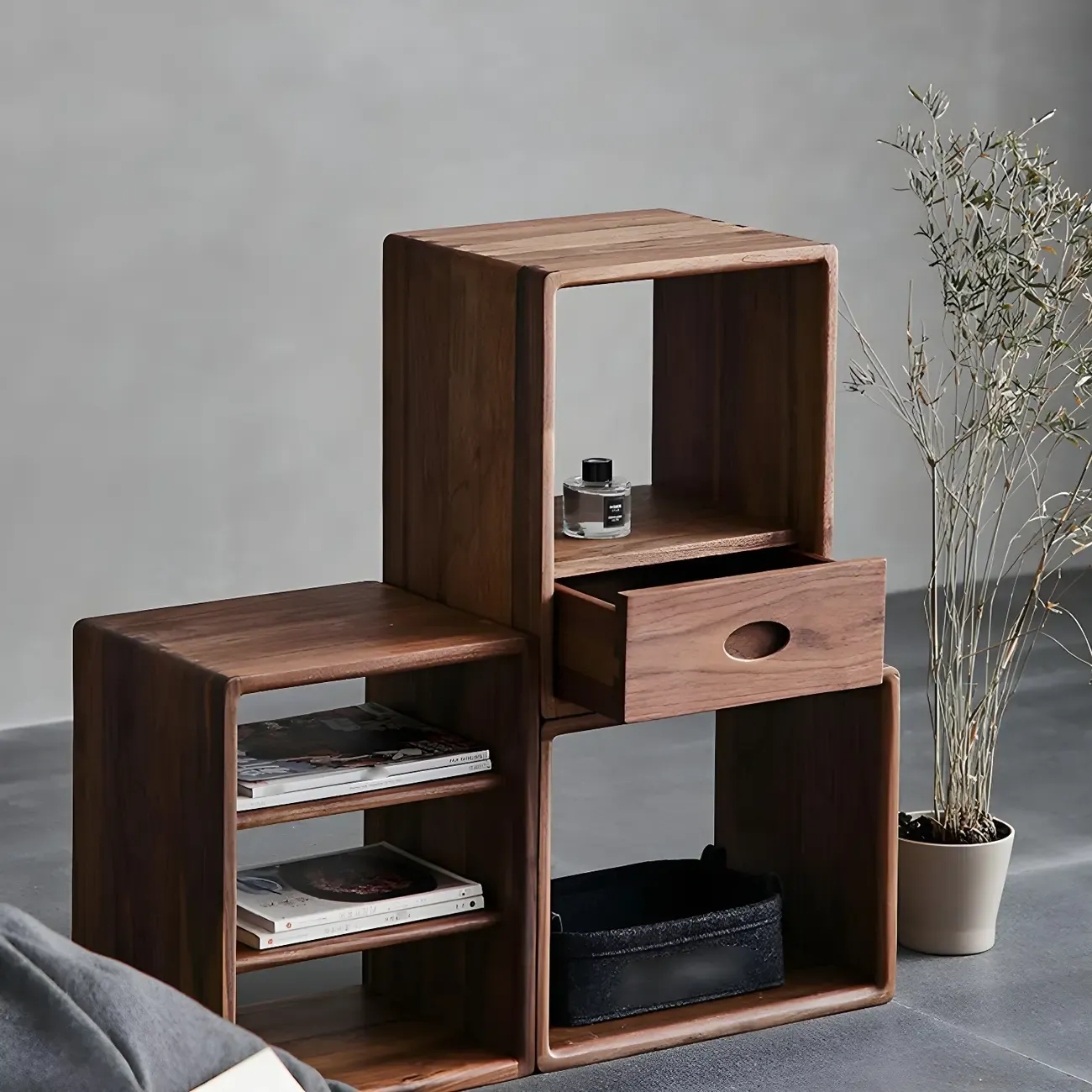 Chic Modern Wooden Cube Storage Open-back Bookshelves Image - 1