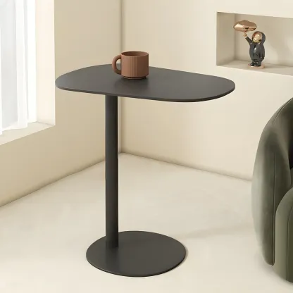 Modern Oval Metal C-Shaped End Table Black Image - 4