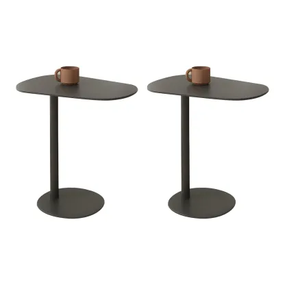 Modern Oval Metal C-Shaped End Table Black Image - 9