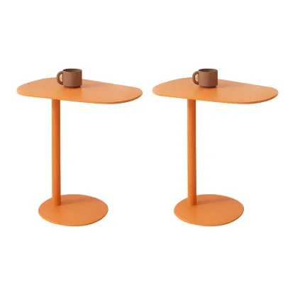 Modern Oval Metal C-Shaped End Table Black Image - 11