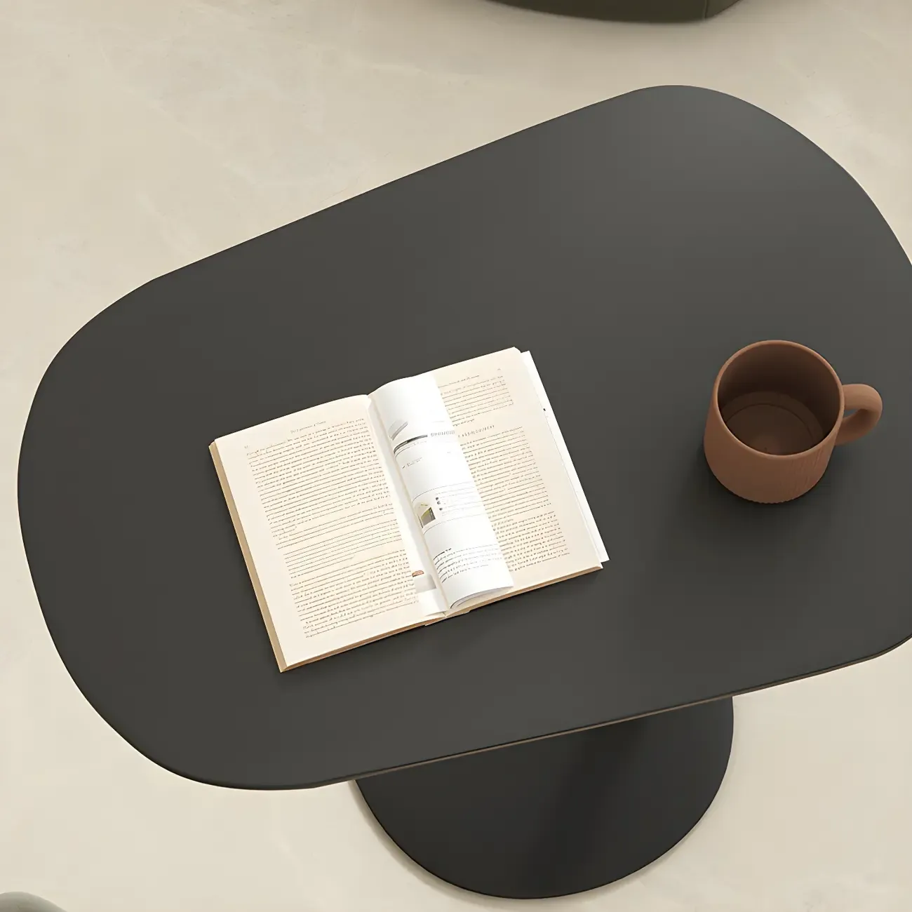 Modern Oval Metal C-Shaped End Table Black Image - 12