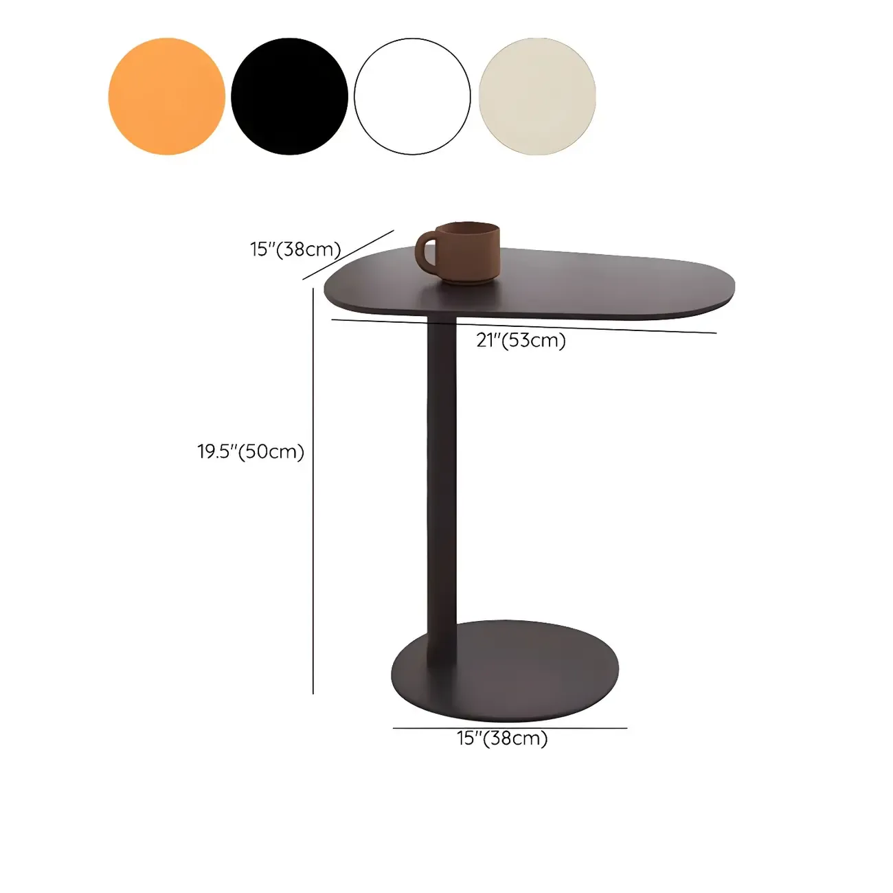 Modern Oval Metal C-Shaped End Table Black #size
