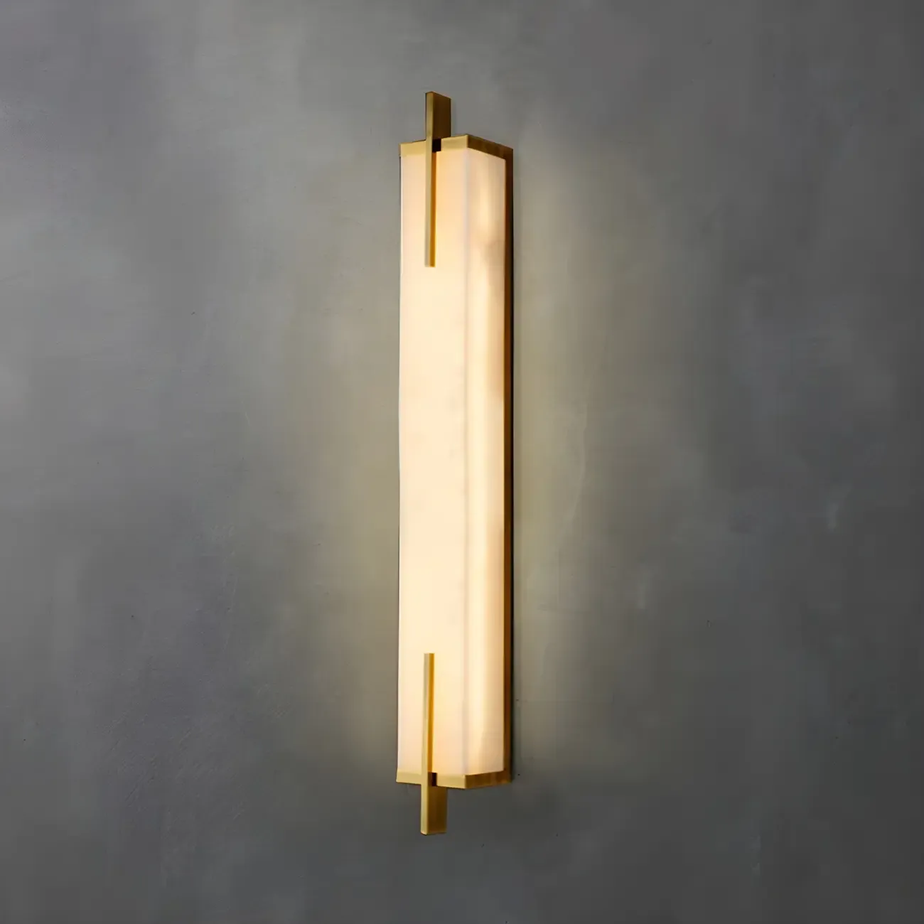Modern Metal LED Wall Light with Stone Shade for Living Room Image - 6