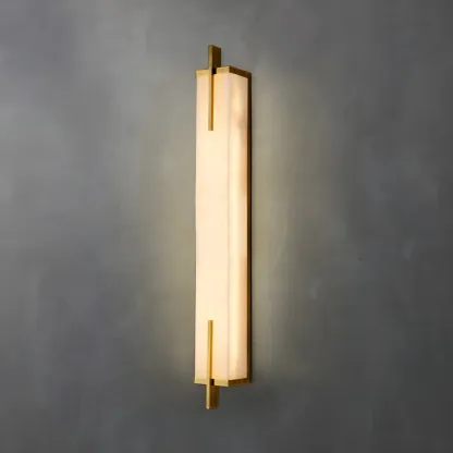 Modern Metal LED Wall Light with Stone Shade for Living Room Image - 6