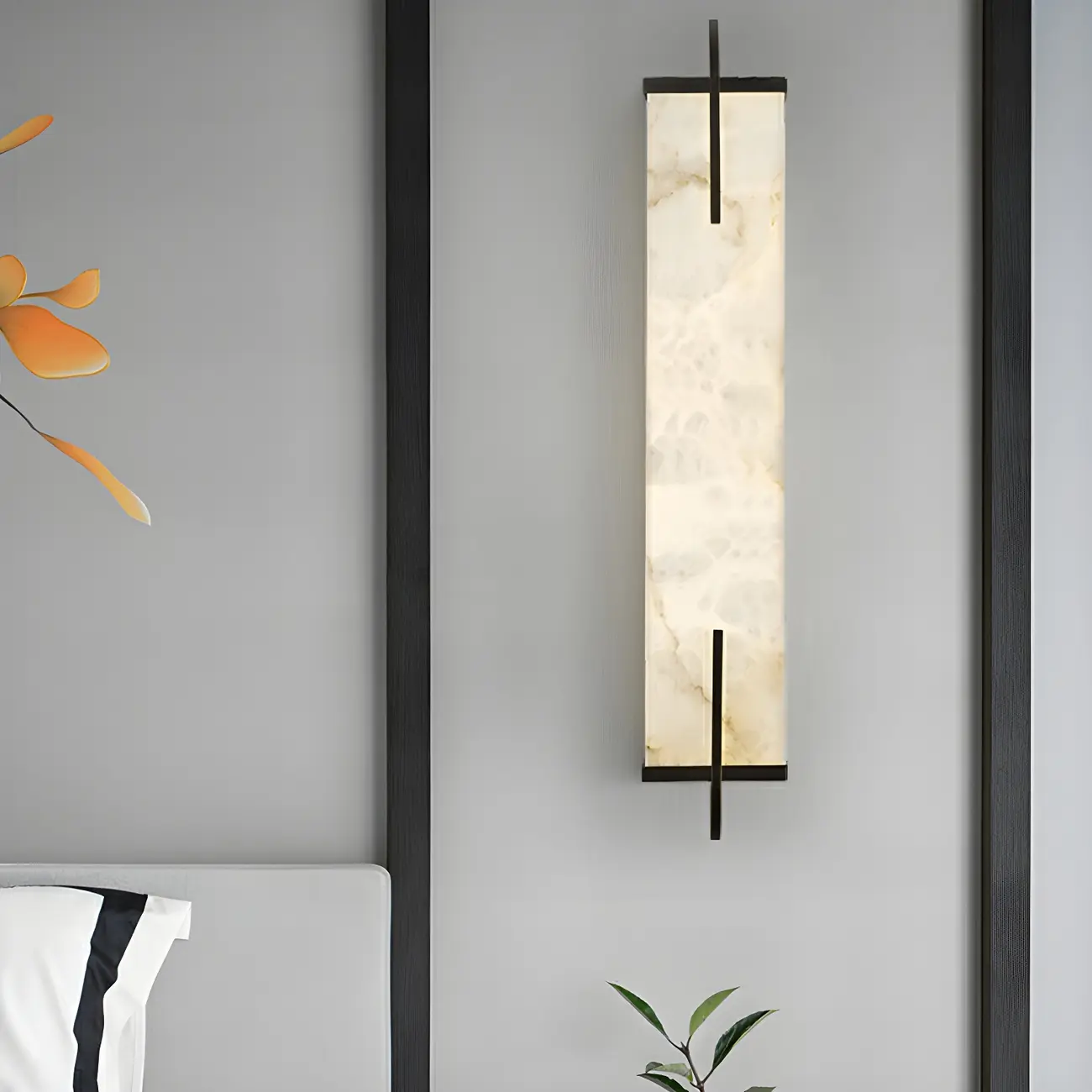 Modern Metal LED Wall Light with Stone Shade for Living Room Image - 1 | homeyfad