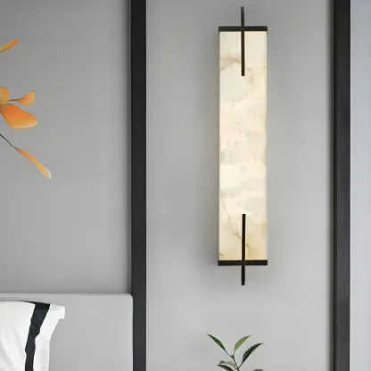 Modern Metal LED Wall Light with Stone Shade for Living Room Image - 1