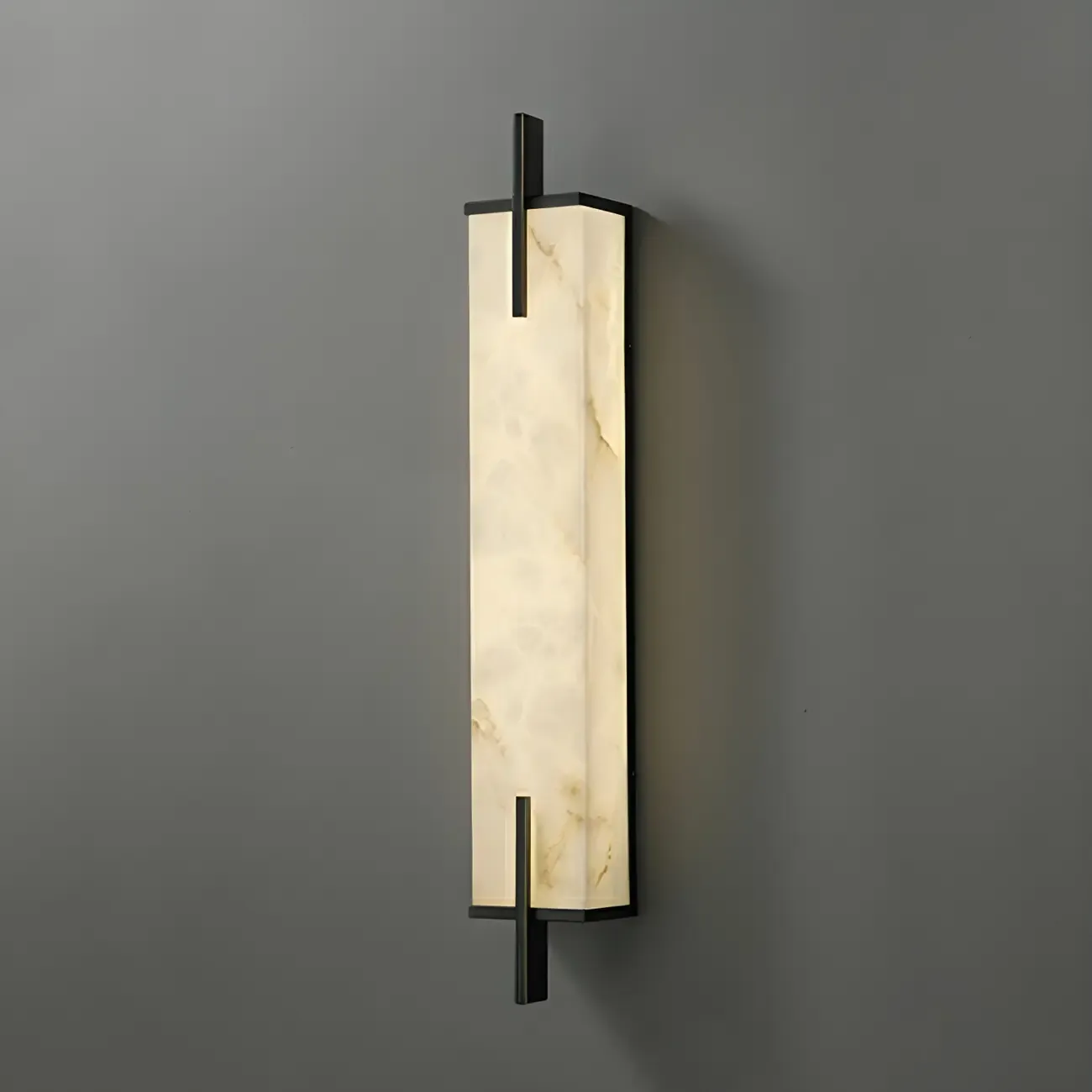 Modern Metal LED Wall Light with Stone Shade for Living Room Image - 10