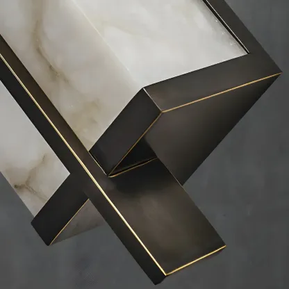 Modern Metal LED Wall Light with Stone Shade for Living Room Image - 13