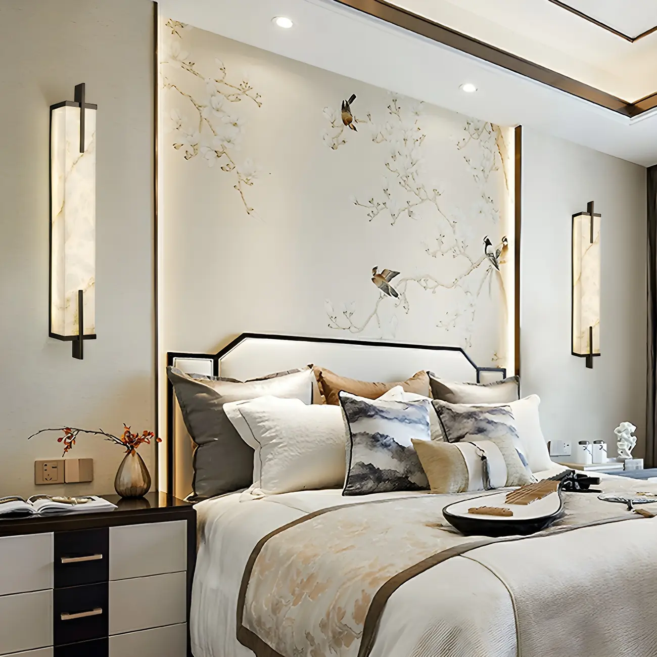 Modern Metal LED Wall Light with Stone Shade for Living Room Image - 2 | homeyfad