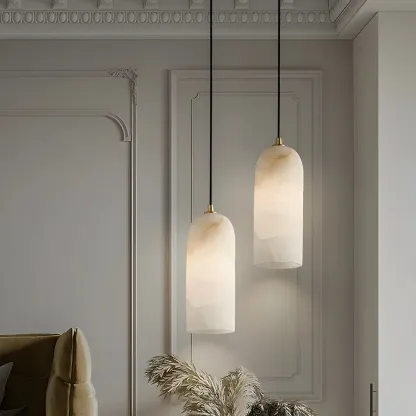 Postmodern Marble Cylinder Pendant Light Fixture for Dining  Image - 1