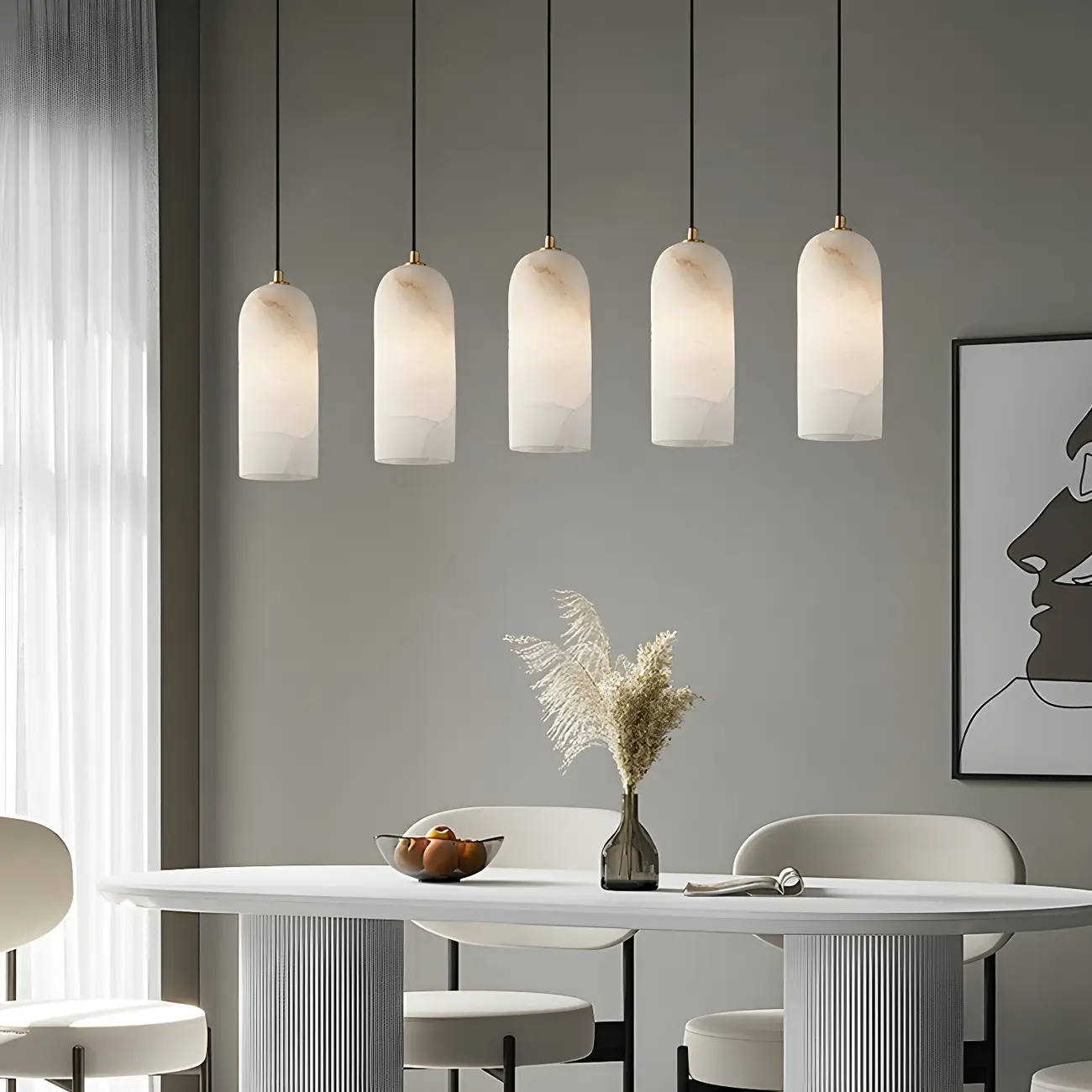 Postmodern Marble Cylinder Pendant Light Fixture for Dining  Image - 5 | homeyfad
