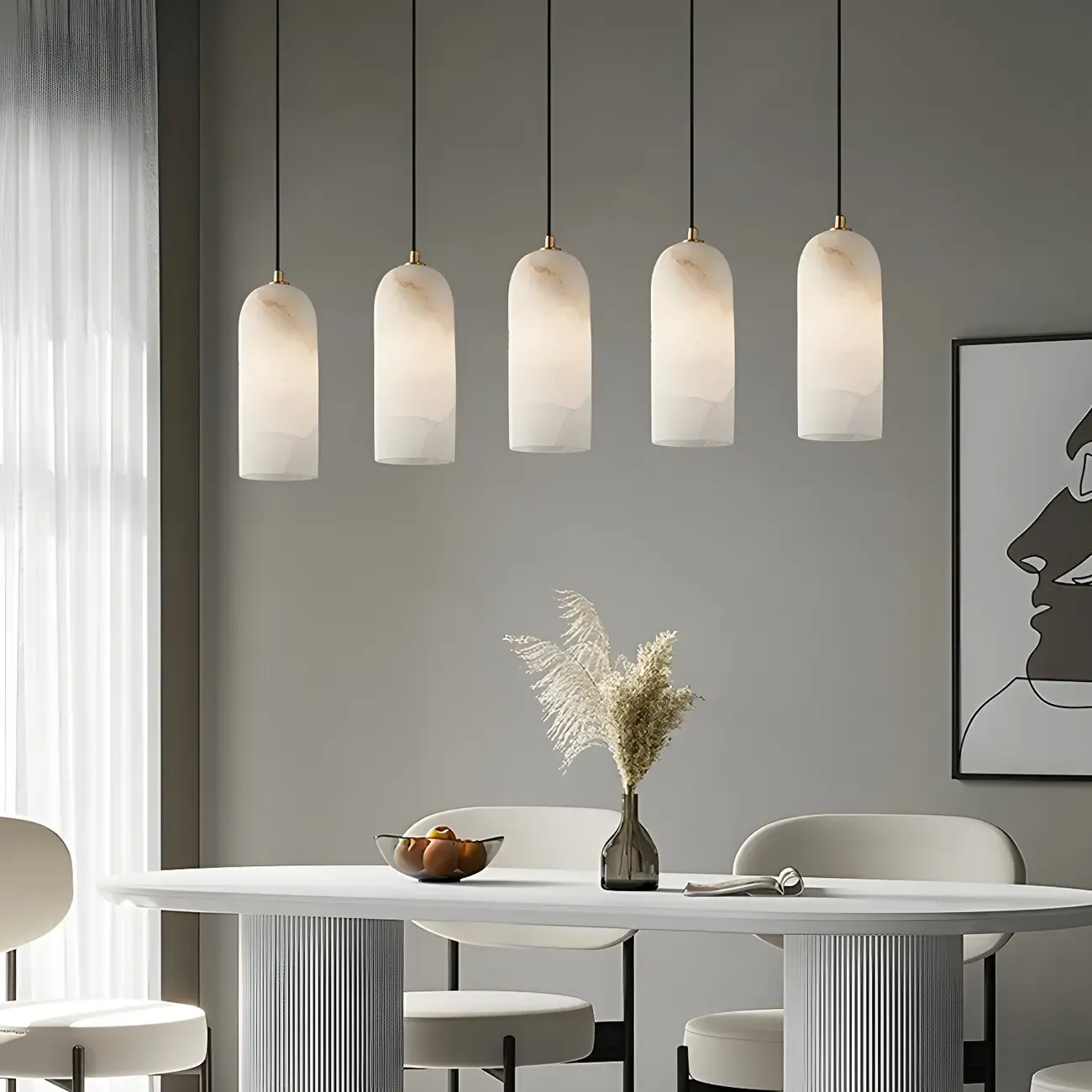 Postmodern Marble Cylinder Pendant Light Fixture for Dining  Image - 5