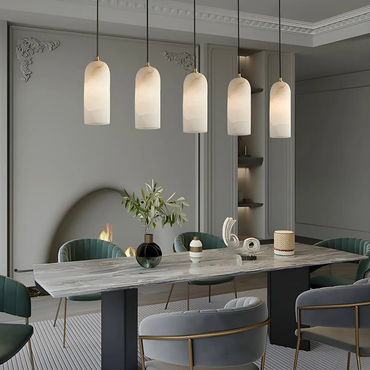 Postmodern Marble Cylinder Pendant Light Fixture for Dining  Image - 13 | homeyfad