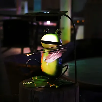 Solar Metal Quirky Frog Musician Landscape Lighting Image - 1
