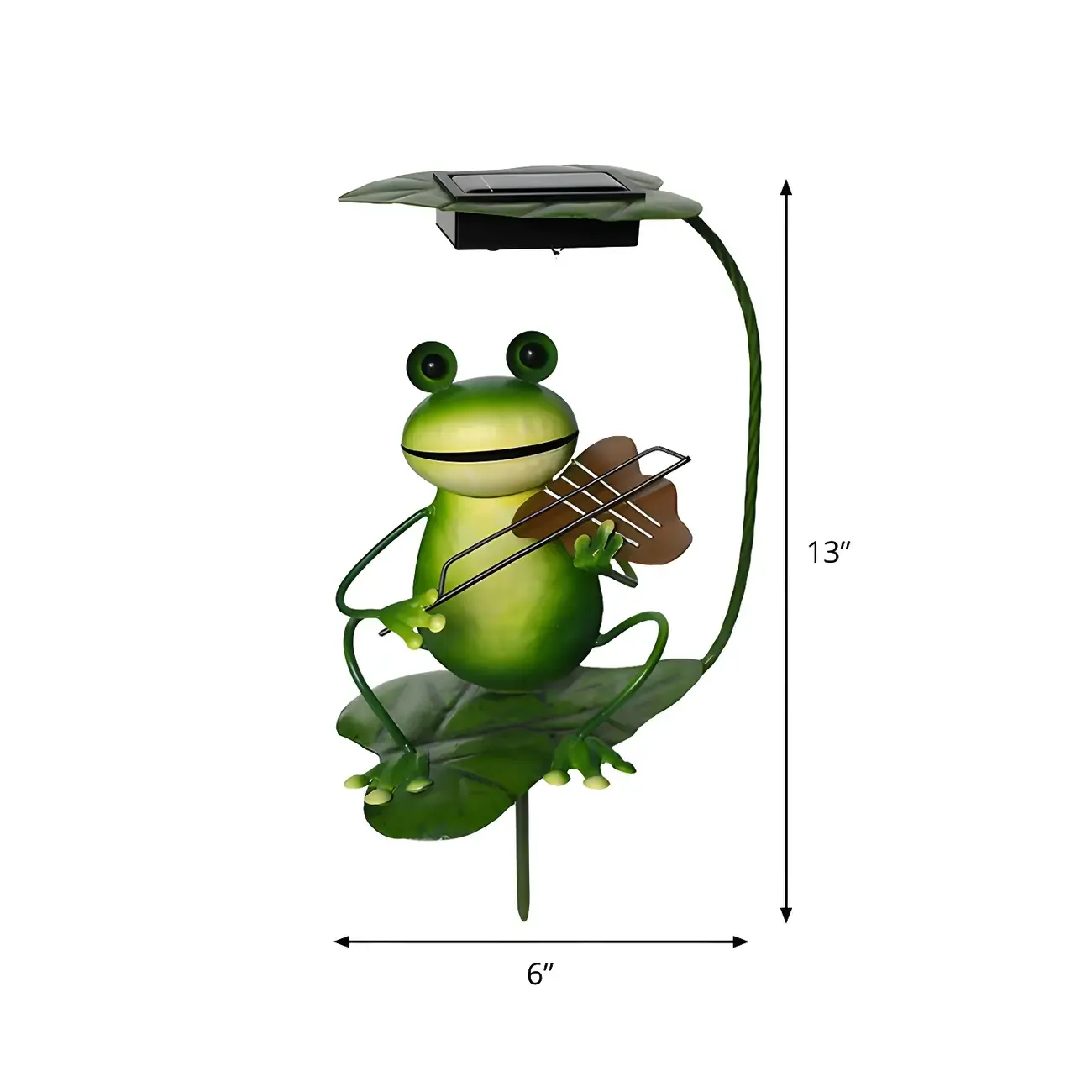 Solar Metal Quirky Frog Musician Landscape Lighting Image - 7