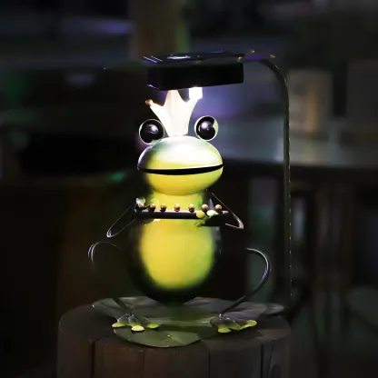 Solar Metal Quirky Frog Musician Landscape Lighting Image - 2
