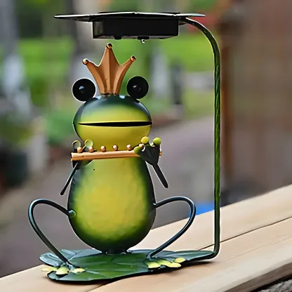 Solar Metal Quirky Frog Musician Landscape Lighting Image - 3