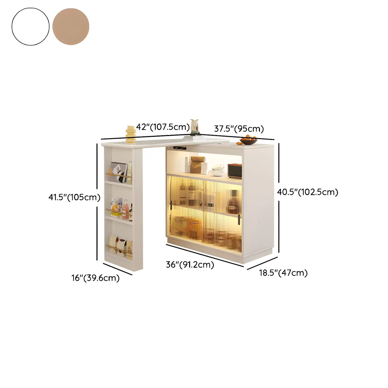Natural Wood Glass Storage Socket Extendable Bar Tables #size