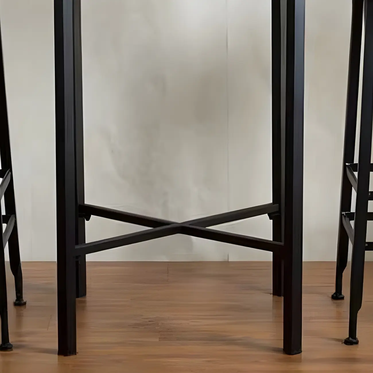 Industrial Square Brown Pine Wood Metal Trestle Bar Tables Image - 7 | homeyfad