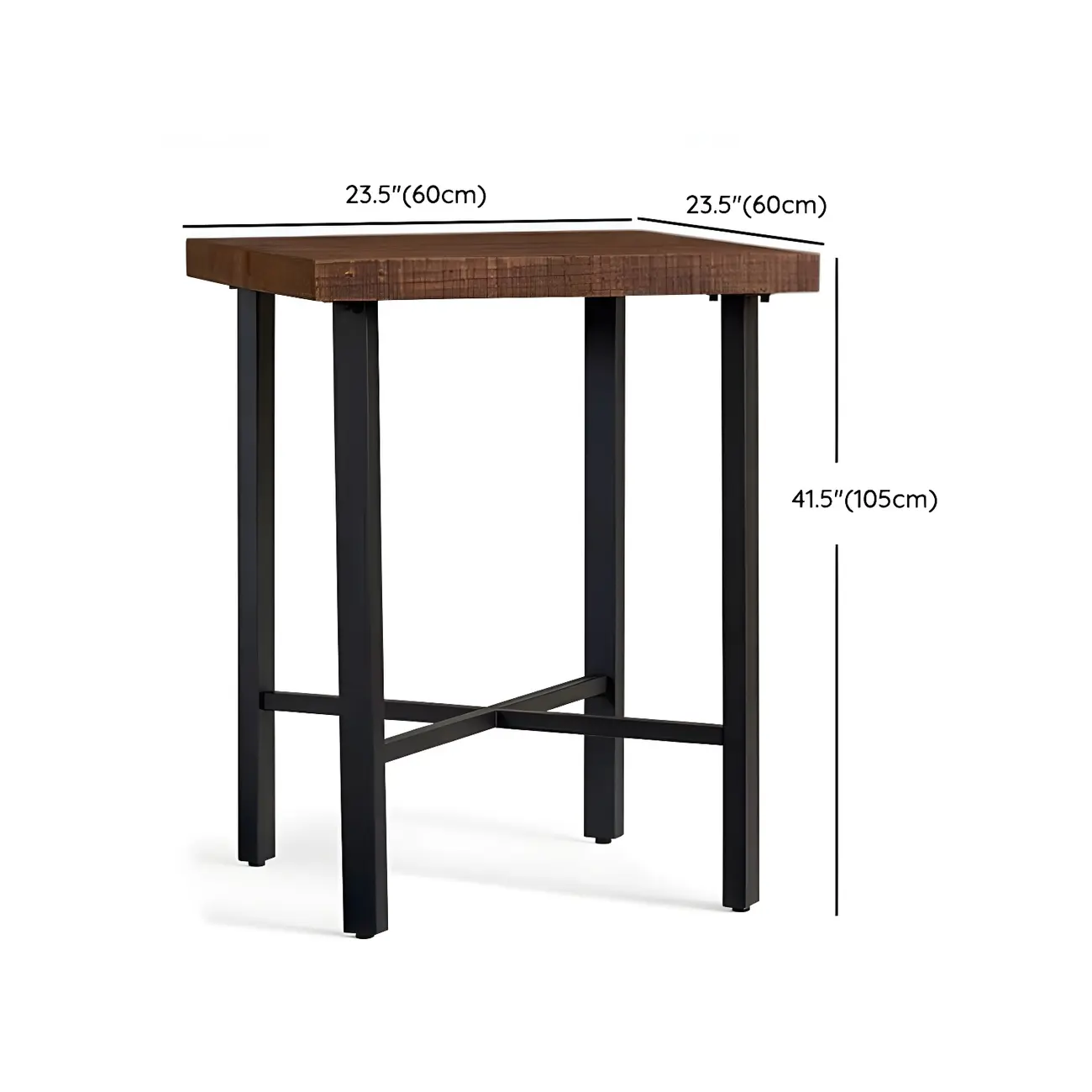 Industrial Square Brown Pine Wood Metal Trestle Bar Tables #size | homeyfad