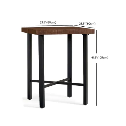 Industrial Square Brown Pine Wood Metal Trestle Bar Tables #size