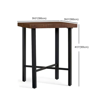 Industrial Square Brown Pine Wood Metal Trestle Bar Tables Image - 11