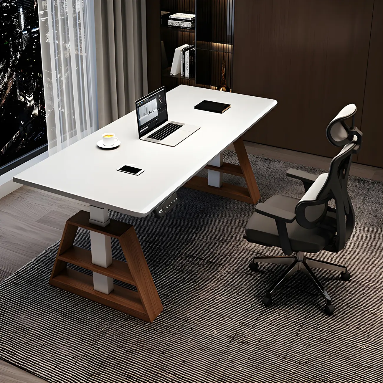 Contemporary Wooden Adjustable Standing Desk for Office Image - 1 | homeyfad