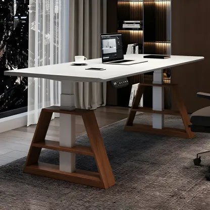 Contemporary Wooden Adjustable Standing Desk for Office Image - 3