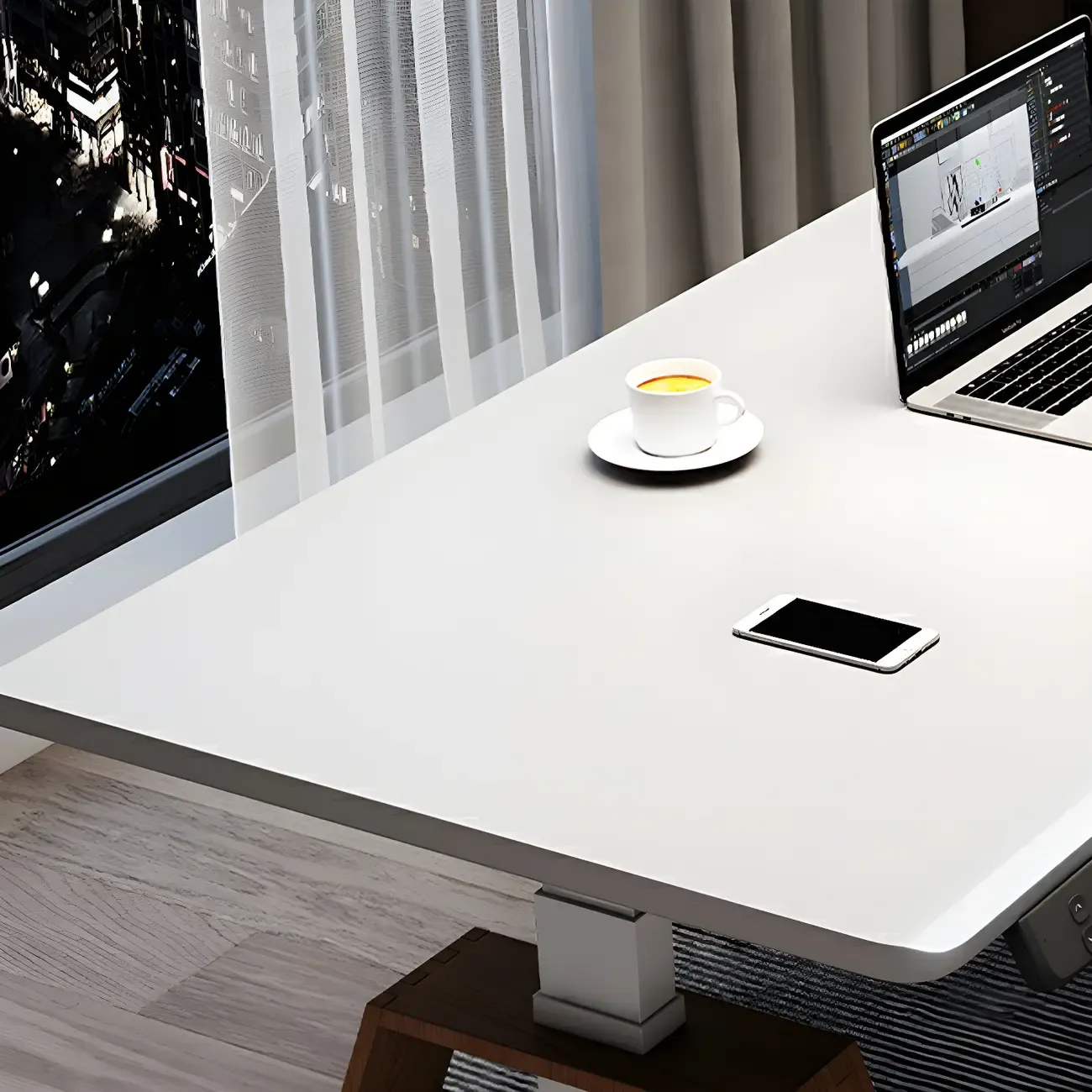 Contemporary Wooden Adjustable Standing Desk for Office Image - 4