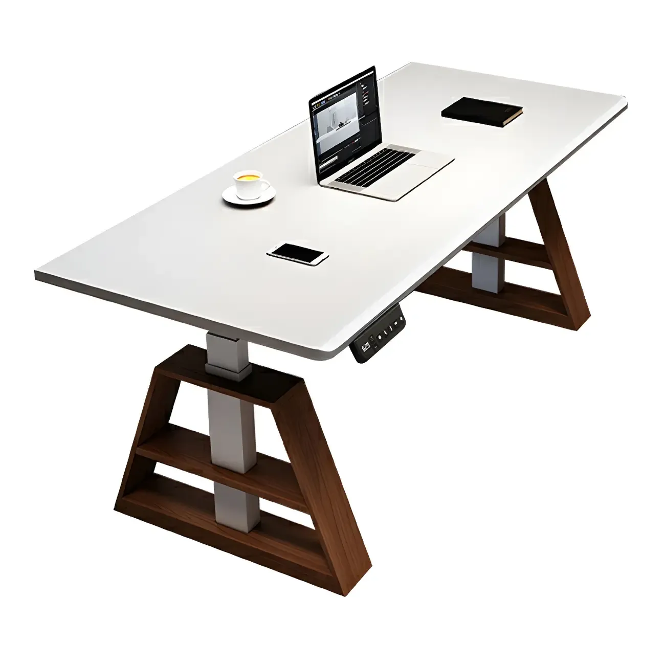 Contemporary Wooden Adjustable Standing Desk for Office Image - 5