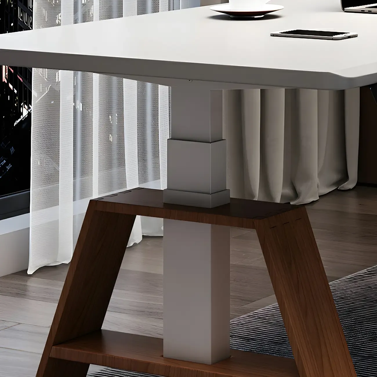 Contemporary Wooden Adjustable Standing Desk for Office Image - 7