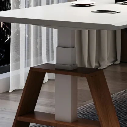 Contemporary Wooden Adjustable Standing Desk for Office Image - 7